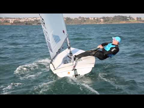 Sailor hiking out for maximum leverage